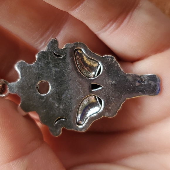 New Rainbow Moonstone 925 Silver Luna Moth Double Crescent Moon Pendant. - Picture 10 of 11